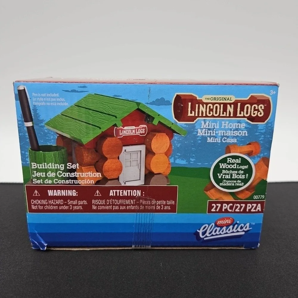 Original Lincoln Logs Mini Home 27 PC Building Set Mini‎ Classics Real Wood Logs